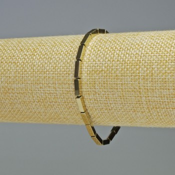 Hematite Bracelet with Rectangles, Gold Color, 9x3 mm, Length 18 cm, Stretch