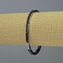 Hematite bracelet, rectangular shape, black color, size approx 12×5×4 mm, length 18 cm, stretch
