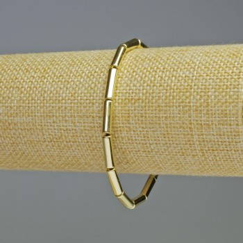 Hematite bracelet with cylindrical beads, light gold color, diameter 13×4 mm, length 18 cm, stretch