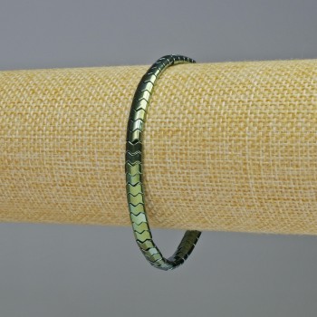 Hematite Bracelet Snake Zigzag Wave, Multicolor Green, Diameter 5×4×3 mm, Length 18 cm, Stretch