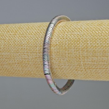 Hematite bracelet, wave rondelle, rainbow-silver color, diameter 6x1 mm, length 18 cm, stretch