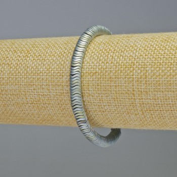 Hematite bracelet, rainbow blue matte, wave rondelle, diameter 6×1 mm, length 18 cm, stretch