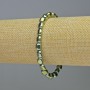 Hematite bracelet with oval beads, green chameleon color, 7x7 mm, stretchy, length 18 cm ±