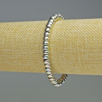 Hematite Rondelle Bracelet, iridescent rainbow color, 6x4 mm diameter, 18 cm length, stretch