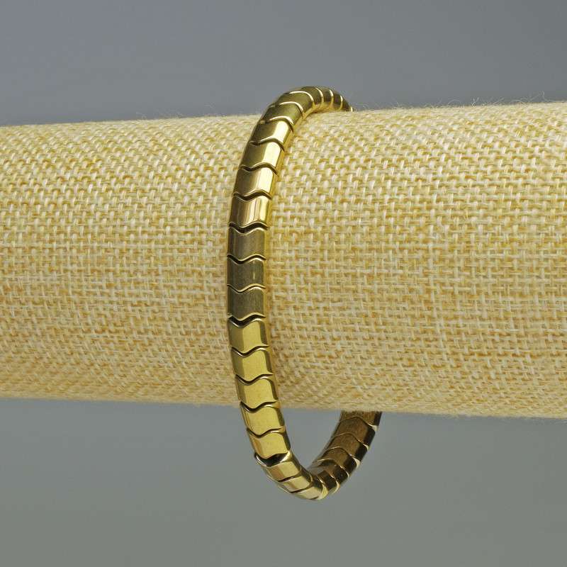 Haematite Bracelet 'Snake Zigzag Wave' Gold Color, Bead size approx. 7×5×5 mm, Length 18 cm, Stretch