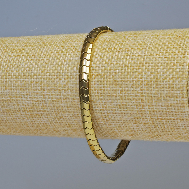 Hematite Bracelet 'Snake Zigzag Wave' Gold Color, 5×4×3 mm, 18 cm Stretch