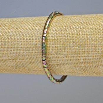 Hematite Rondelle Bracelet, Rainbow Multicolor, 4x1 mm, 18 cm, stretch