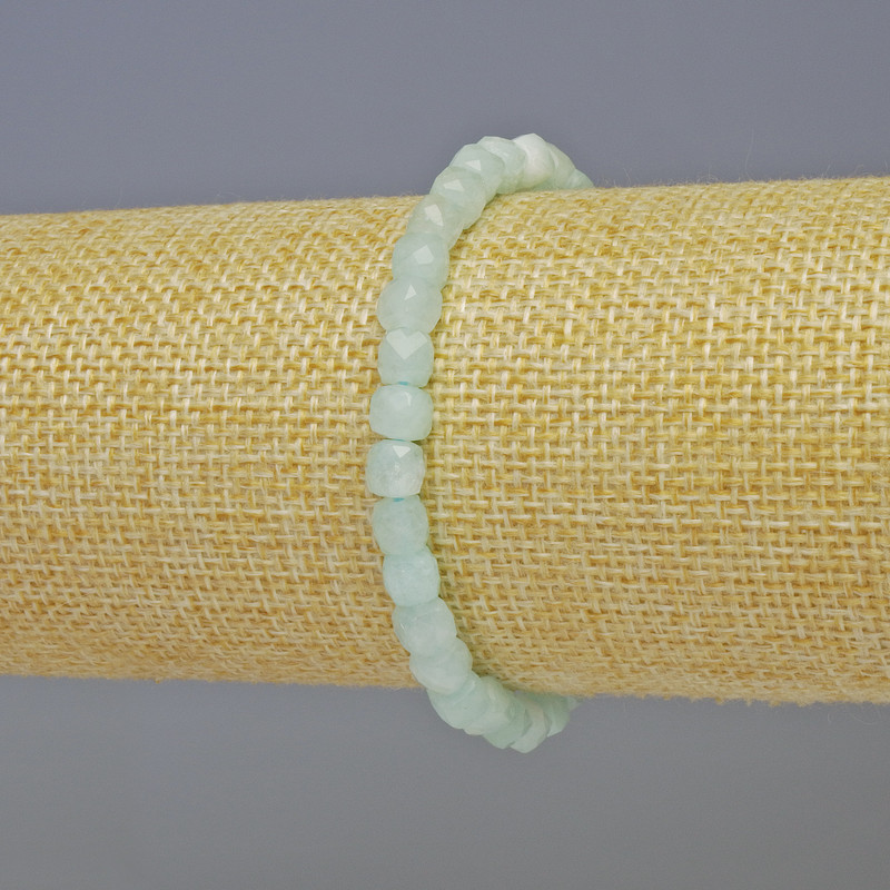 Angelite Bracelet with Faceted Cube Beads, 5×5 mm, length 18 cm, stretch