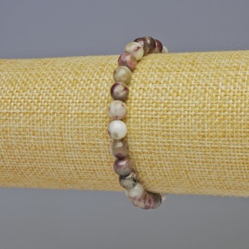 Pink Tourmaline Bracelet with Natural Stone, Smooth Beads, 6 mm Diameter, 18 cm Length, Stretch