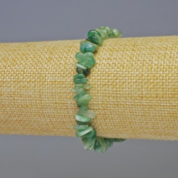 Green Agate Bracelet with Natural Stone Chips, 5x2 mm and 8x4 mm Beads, Length 18 cm, Elastic