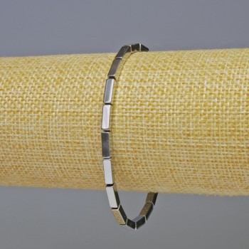 Hematite Bracelet, Rectangular Shape, Silver Color, 9x3 mm, 18 cm, Stretch