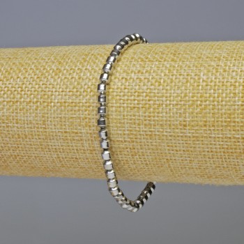 Hematite bracelet, cylindrical beads, light-silver color, diameter 4x4 mm, length 18 cm, stretch