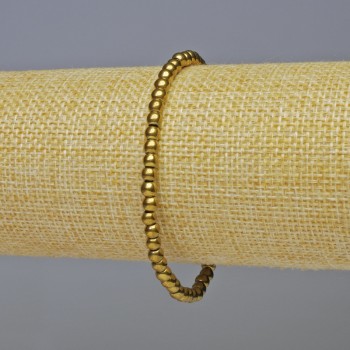 Hematite bracelet, smooth beads, dark gold color, 4mm diameter, 18cm length, stretch