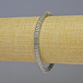 Hematite Rondelle "Flower" Bracelet, silver color, diameter 5×1.5 mm, length 18 cm – stretch