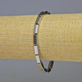 Hematite Bracelet Rectangular, Silver Color, 10x4 mm Beads, Length 18 cm, Stretch