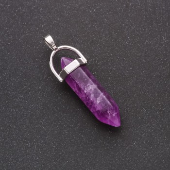 Hexagonal amethyst pendant 39x32x9 mm