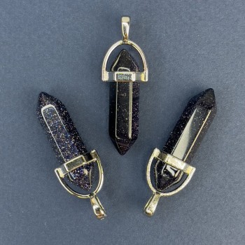 Aventurine Pendant Blue Sand Kaïra Night Hexagonal 4 cm (synthetic)