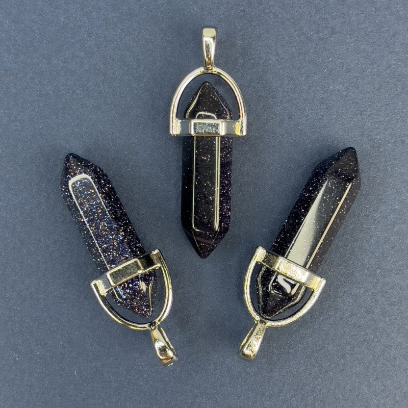 Aventurine Pendant Blue Sand Kaïra Night Hexagonal 4 cm (synthetic)