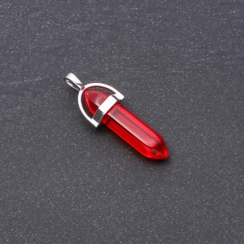 Red hexagonal pendant 41x34x9mm