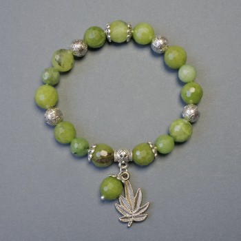 Jadeite Faceted Bead Bracelet, 8–10 mm diameter, 18 cm length, stretch