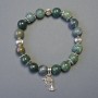 Bracelet Moss Agate Smooth Beads, 10mm Diameter, 18cm Length Stretch