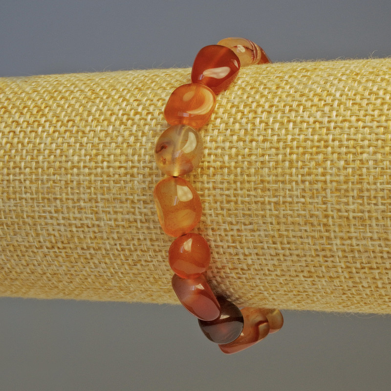 Carnelian Faceted Bracelet, diameter 10x8 mm ±, 18 cm stretch