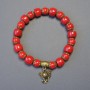 Faceted coral bracelet, 10×8 mm; smooth round coral beads, 8 mm; length 18 cm stretch