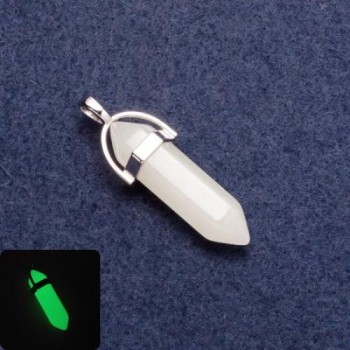 Onyx Pendant that Glows in the Dark, Hexagon "Green Glow"