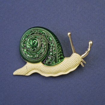 Brooch-pendant Snail Green and Yellow Enamel