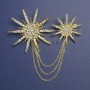 Double-Star Brooch with Chain, 55 mm and 38 mm diameters, and rhinestones