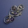 Brooch with Amethyst and Gray Rhinestones, metal color 'silver' 75x37 mm+