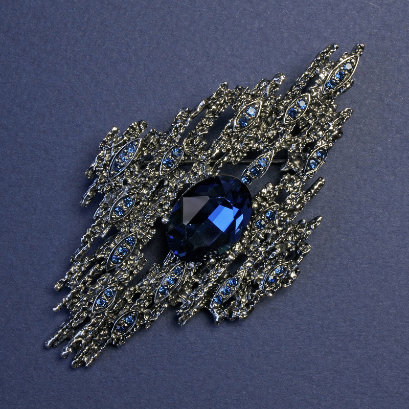 Accent Brooch Pendant with Blue Crystal