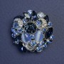 Accent Brooch-Pendant with Blue Cat's Eye and Crystals 31mm +