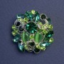 Brooch-Pendant Accent with a Green Cat's Eye and Green Crystals 31mm +
