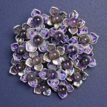 Brooch pendant 'Flowers with Amethyst'