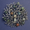 Brooch pendant 'Branches' with Moss Agate, silver-tone metal 60mm+