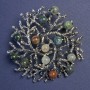 Brooch pendant 'Branches' with Moss Agate, silver-tone metal 60mm+