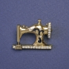 Sewing Machine Brooch with White Crystals, Gold-Tone Metal, 21x29 mm+