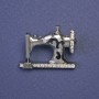 Brooch 'Sewing Machine' with White Crystals, Silver Metal Finish 21x29mm+