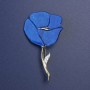 Brooch Blue Poppy with Blue Mother-of-Pearl and Glitter on Golden Metal 76x46 mm+