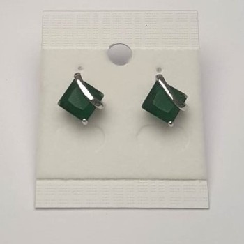 Earrings with green crystals 'Rombi', 8mm diameter