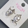 Xuping earrings with white zircons, length 18 mm, thickness 10 mm rhodium