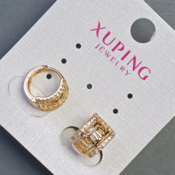 Xuping Earrings with Greek Pattern, diameter 8 mm, length 11 mm, color gold