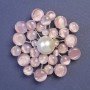 Brooch with pink Cat's Eye stone (synthetic) and pearl (imitation) 55x55 mm ± silver metal