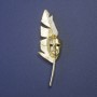 Brooch pendant Writer's Pen with Mask, gold-tone metal, 80×23 mm