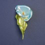 Calla Lily Flower Brooch turquoise 54×27 mm ± green enamel gold-tone metal