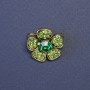 Brooch Flower with Green Rhinestones 20mm ± Silvery Metal