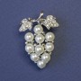 Brooch Grapes Cluster with White Pearls 37×27 mm ± Silver-Toned Metal