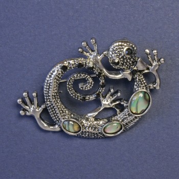Lizard Brooch Pendant with Chalcedony