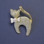 Brooch 'Shining Kitty' silver finish on gold-tone metal 39×29 mm+